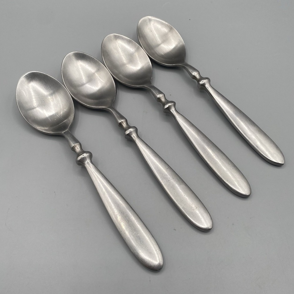 Hampton Silversmiths BISTRO 4pcs Oval Soup Spoons Satin Stainless Flatware Place